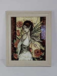 12"×10" Gerahmte Fliese Fee mit Rosen Cremeweiß Rahmen - Bild 1 von 3