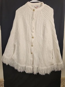 Vintage Fashioned By Sally Gee Pullover Schal Damen One Size Beige Ausgefranst 80er - Bild 1 von 6