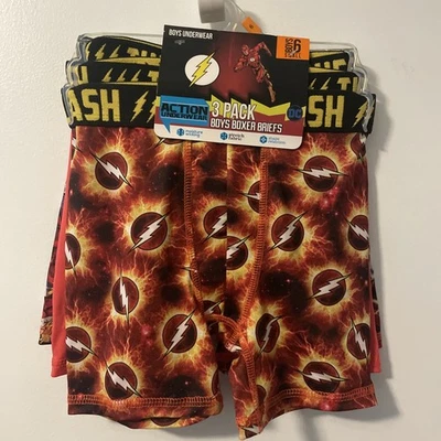 Paquete de 3 calzoncillos boxer atléticos de superhéroes The Flash Underwear pequeños para niños Foto 1 de 3