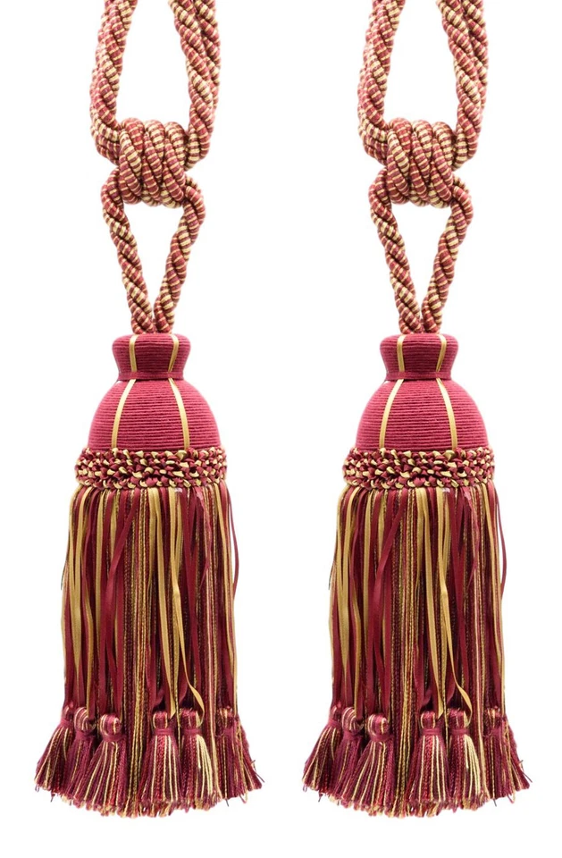 Corbata borla DECOPRO, color # 71379 - rojo frambuesa dorada [juego de 2] Foto 1 de 1