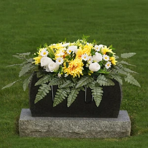 Realistic Wildflower Outdoor Grave Decorations—Flower Bud Yellow Chrysanthemum - Picture 1 of 9