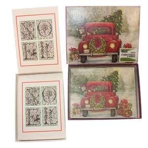 (18) Christmas Holiday Season Cards Friends Family NOEL & Santa's Truck - Picture 1 of 12