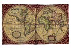 Wandteppich Gobelin Italy OLD MAP WELTKARTE ANTIK DESIGN Rot TAPESTERY 116 x 68