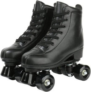 Double-Row Roller Skates Women 8/Men 6.5 XUDREZ Faux Leather Black Damaged Box - Picture 1 of 6
