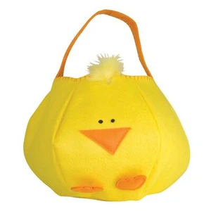 Filz lebendig gelb Ostern Peep Korb Eimer Tasche 8" Frühling Spaß Spieltermine - Bild 1 von 1