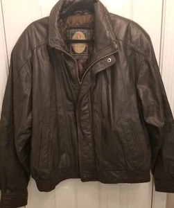 Vintage Members Only Leather Jacket Brown Moto Bomber Full Zip Snap Men Sz XL - Picture 1 of 23