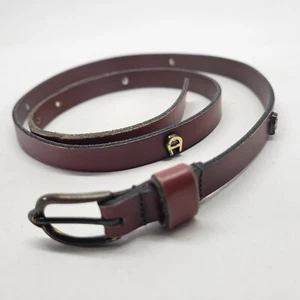 Etienne Aigner Leather Concho Belt 30 32 Skinny Oxblood Red Vtg - Picture 1 of 11
