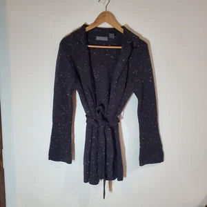 Mark Shale wool blend black cardigan with speckled pattern / size large - Picture 1 of 7