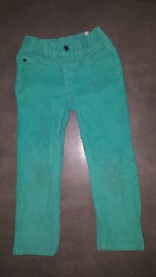 Jacadi 4 岁修身天鹅绒绿色裤子状况良好 — 第 1/4 张图片