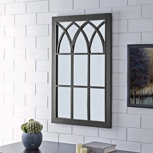 Arched Farmhouse Window Mirror, American Designed, Black, 24 X 2 X 37.5 Inches - Picture 1 of 12