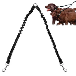 Elastic Bungee Double Ended Dog Lead Walk 2 Dogs Coupler Leash Walking Duplex US - Picture 1 of 12