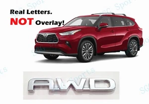 1PC Chrome Rear AWD Badge Letter Emblem Fit For 2020+Toyota Highlander - Foto 1 di 3