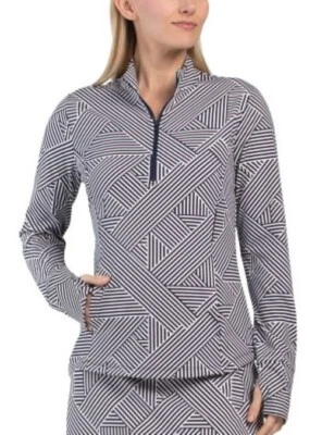 Camisa de golfe nova com etiquetas Tommy Bahama azul marinho em cubos geo manga longa simulada M G e XL - Imagem 1 de 2