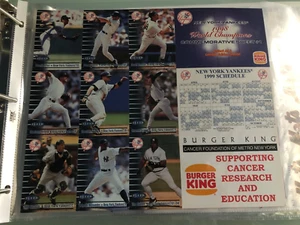 Hojas de tarjetas Fleer Burger King 1998 de los Yankees sin cortar (3) edición limitada - Imagen 1 de 3