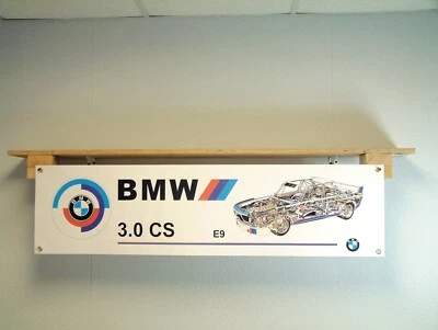 BMW E9 3.0 CS Banner M Sport coche de carreras taller garaje cartel de exhibición Foto 1 de 3