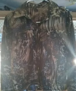 Elementz Womens Brown Animal Print Jacket Small. Lightly used. Fast Shipping!  - Picture 1 of 6