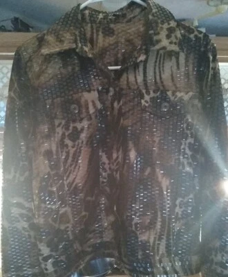 Elementz Womens Brown Animal Print Jacket Small. Lightly used. Fast Shipping!  - Image 1 of 4