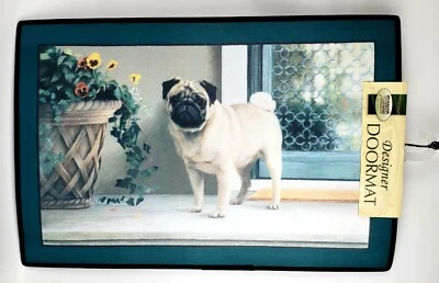 Felpudo Fiddler's Elbow Pug-Porch perro-pensamiento-diseñador 18" x 27"- interior/exterior Foto 1 de 3