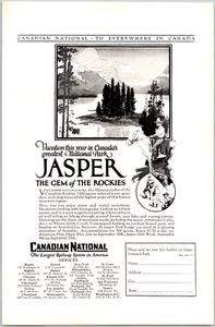 PRINT AD 1928 Canadian National Railway Jasper Gem of the Rockies 6.75 x 10 - Picture 1 of 3