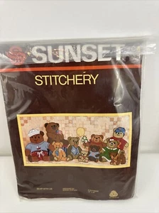 Vintage Sunset Stitchery Bear With Us NEW Cross Stitch Fits a 10x20" Frame - Picture 1 of 11