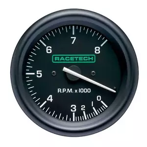 Racetech 80mm Tachometer - 0-10,000 RPM, Black, Rev Counter (For 4 6 8 Cylinders - Picture 1 of 1