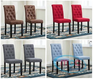 2 x Linded Fabric Dining Chairs, Solid Wooden Legs home & restaurants - Picture 1 of 14