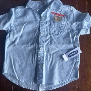 Old Navy Toddler Boy Short Sleeve Button Down Shirt 6-12 Months NwT - Picture 1 of 4