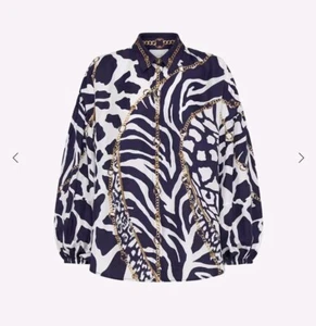 Camilla balloon sleeve shirt blouse 'Wheres Your Head At' Animal Print SILK - Picture 1 of 20