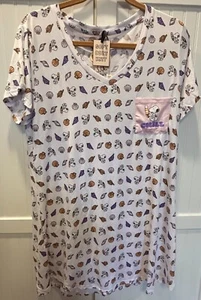 NWT womans Peanuts Snoopy s/s white Night shirt sz L colorful seashells - Picture 1 of 4
