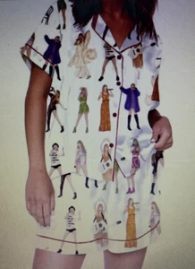 Taylor Swift PJ Pajama Set Women's Sz 3XL Eras Tour Satin Shorts 2-Piece Set NWT - Picture 1 of 13