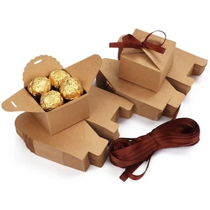 60 Stk Karton Geschenkboxen Braun mit Band - Schachteln Kleine Pappschachteln - Bild 1 von 7