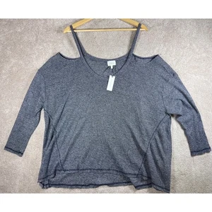 Nuevo con etiquetas Top Anthropologie Deletta para mujer XL tejido hombro frío azul marino - Imagen 1 de 10