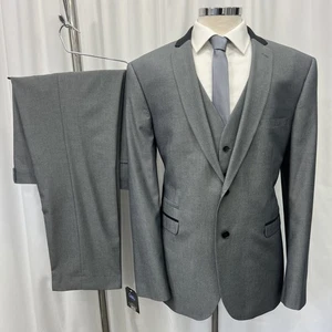 Traje moderno de 3 piezas BURTON LONDON gris ajustado C46R W38 L29 - Imagen 1 de 24