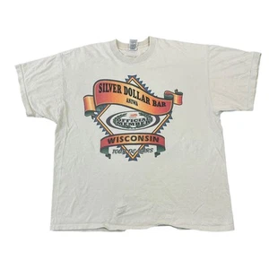 Vintage T-Shirt Graphic Print 90s Fruit Of The Loom Beige Mens 2XL - Picture 1 of 6