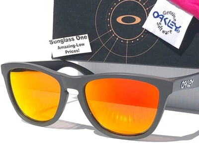 NEW Oakley FROGSKINS Carbon POLARIZED Galaxy Ruby Mirror Lens Sunglass 9013-L4 - Image 1 of 4