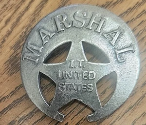 vintage Silver Tone UNITED STATES MARSHAL I.T. 1.75x1.75" BADGE - Picture 1 of 2
