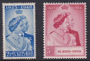 1949 St Kitts Nevis Silver Wedding Set SG80-81 - MNH - Picture 1 of 2