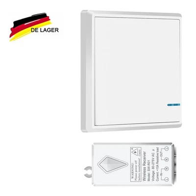 1-Wege Wireless Funk Schalter mit Empfänger Kit Funk Wandtaster Sender LED Lampe - Bild 1 von 4