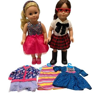 My Life Doll Lot of 2 school girl Pink sequin dress extra outfits 18” - Picture 1 of 9