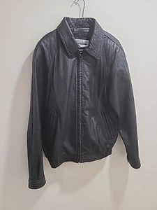 Wilsons Pelle Studio Mens Size M Leather Bomber Jacket Black Coat. Gently Used - Picture 1 of 12