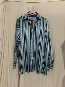 bergali slik down button shirt size xl blue(77AB) - Picture 1 of 9