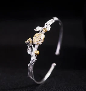 I04 Bracelet Kamelienblüte Dans Novembre Argent 925 - Imagen 1 de 1
