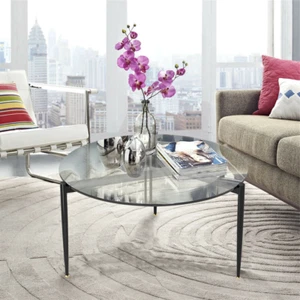 Mesa de centro redonda de vidrio mesa de salón nórdica sofá mesa auxiliar moderna 80 - Imagen 1 de 24
