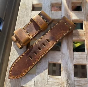 28 mm handmade ,leather watch strap.Badalassi waxed hide,for VDB Vintage - Picture 1 of 8