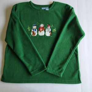 Holiday Editions Fleece Shirt Weihnachten Schneemann Grün Langarm Damen Large - Bild 1 von 8