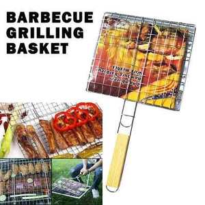 Grill Basket Non Stick Folding Meat BBQ Fish Grilling Steak Meat Holder Tool - Picture 1 of 7
