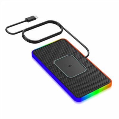 Type-C RGB Wireless Car Phone Charger Fast Charging Pad Mat For iPhone Universal - Bild 1 von 4