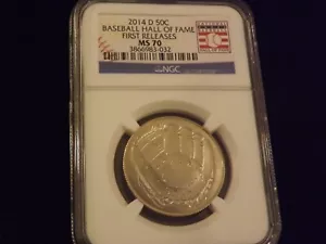 2014-D 50c Baseball Hall Of Fame Early Releases NGC MS 70 - Picture 1 of 2