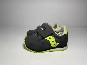 Saucony Infant Boy Baby Jazz Crib Grey Green Athletic Sneaker Size 3 - Picture 1 of 8