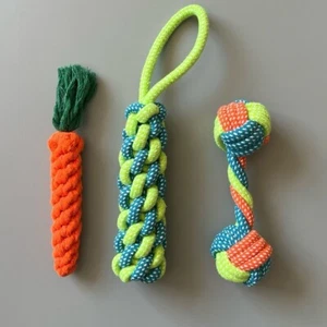 1Pcs Dog Toy Rope Ball Cotton Dumbbell Puppy Teeth Durable Bite Pet Carrot Knot - Picture 1 of 3